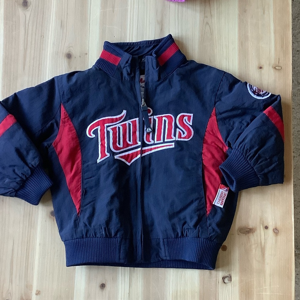 MLB Majestic Navy and Red Authentic Twins Jacket 3T